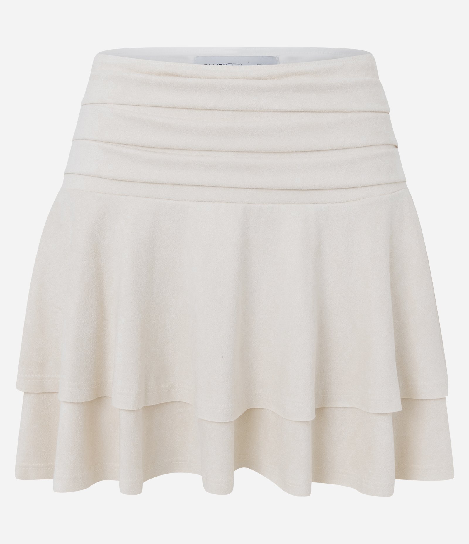 Saia Curta Evasê em Suede com Babados Off White 5