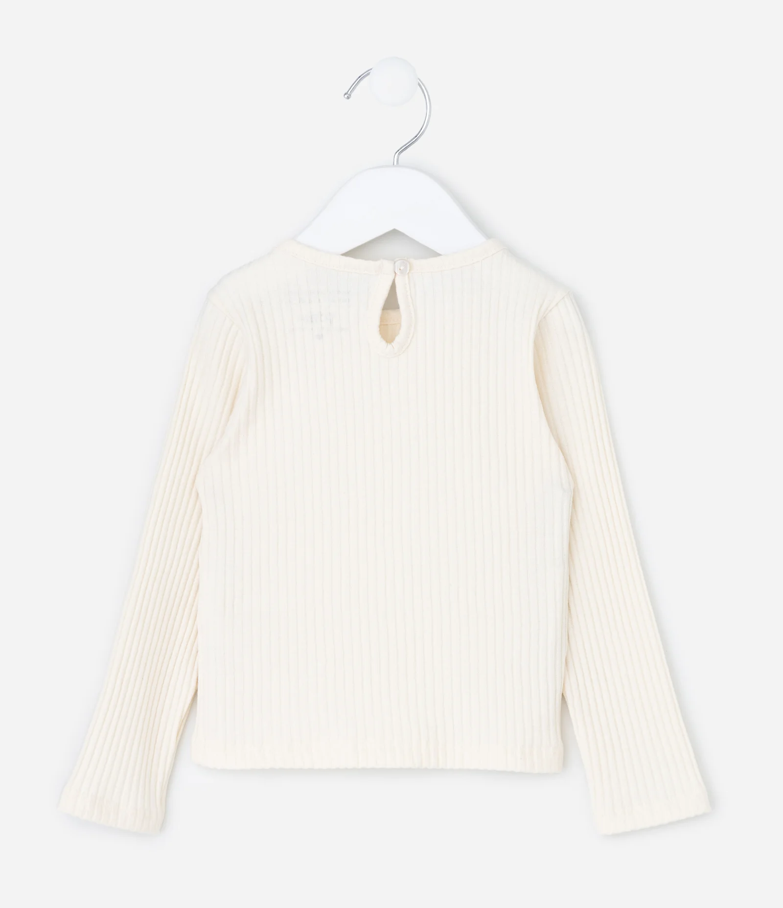 Blusa Infantil Canelada com Babado na Gola – Tam 1 a 5/6 Anos Off White 2