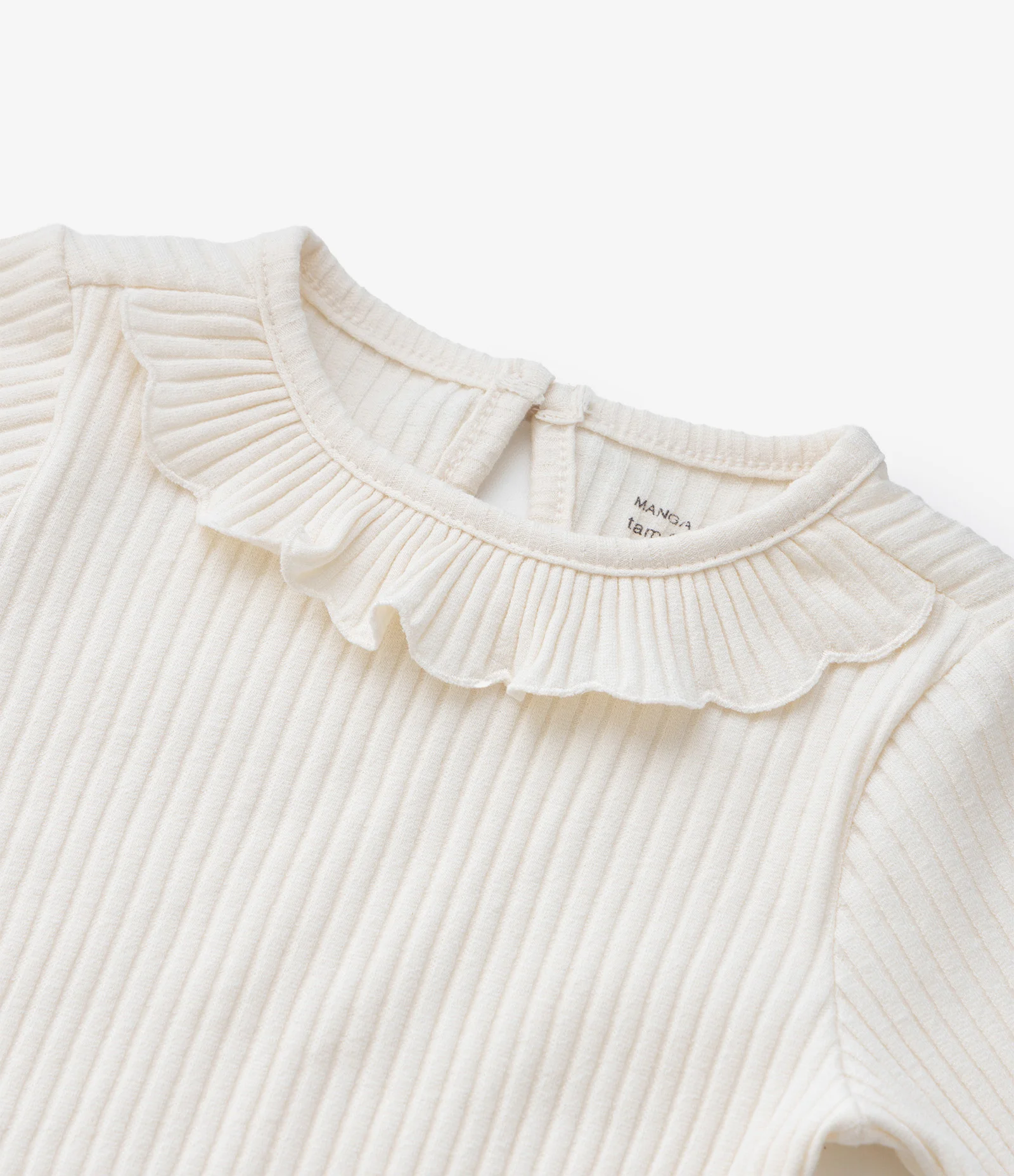 Blusa Infantil Canelada com Babado na Gola – Tam 1 a 5/6 Anos Off White 6