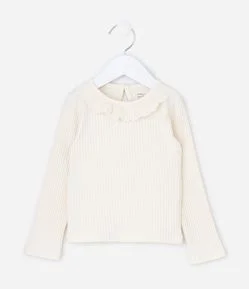 Blusa Infantil Canelada com Babado na Gola – Tam 1 a 5/6 Anos