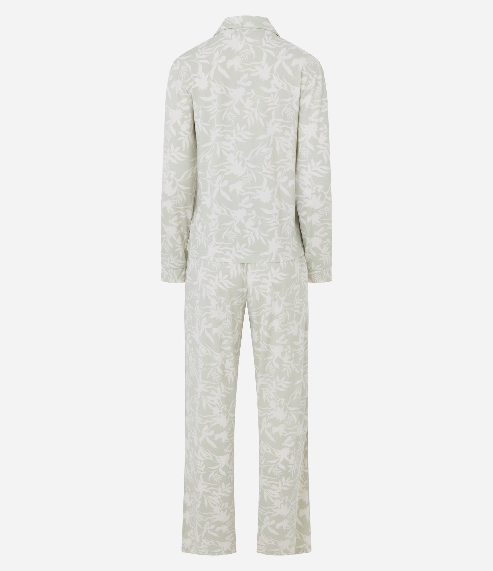 Pijama Longo Americano em Peach Touch com Estampa Floral Verde 6