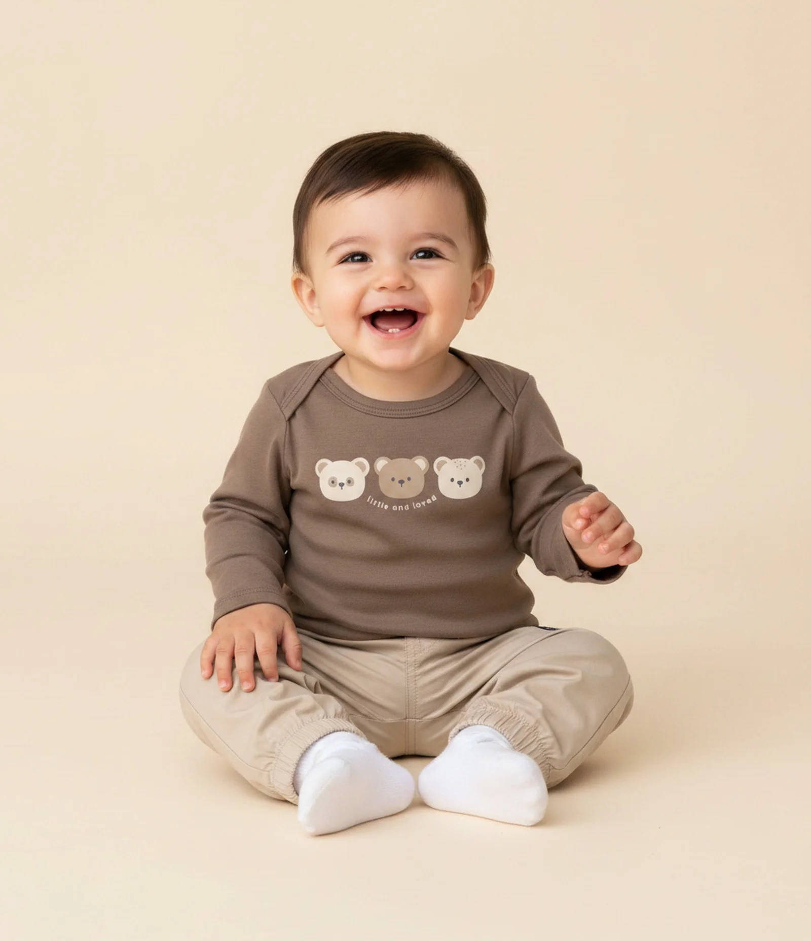 Body Infantil Manga Longa com Estampa Ursinhos – Tam 0 a 18 Meses Marrom 1