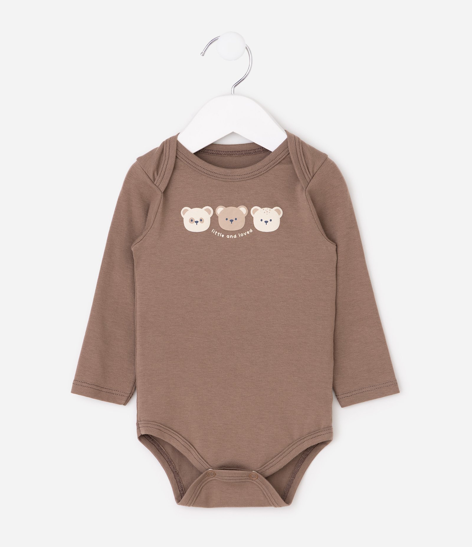 Body Infantil Manga Longa com Estampa Ursinhos – Tam 0 a 18 Meses Marrom 1