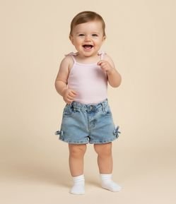 Body Infantil Canelado sem Manga com Lacinhos – Tam 3 a 18 Meses