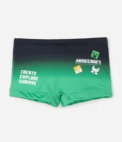Sunga Infantil Minecraft Degradê - Tam 5 a 14 Anos