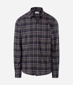 Camisa Manga Longa em Flanela e Estampa Xadrez