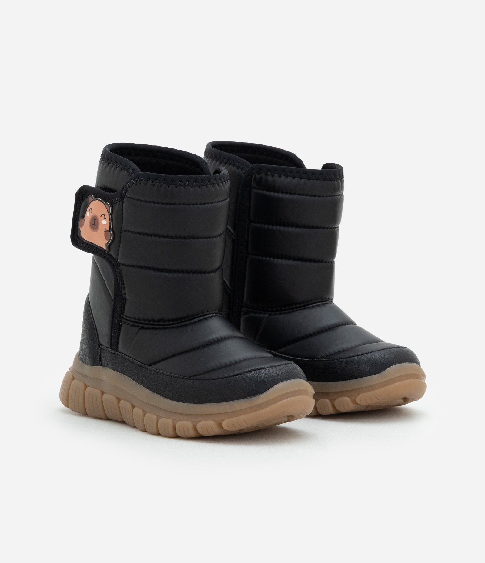 Bota Infantil Comfy com Patch de Capivara e LED – Tam 20 a 27 Preto 4
