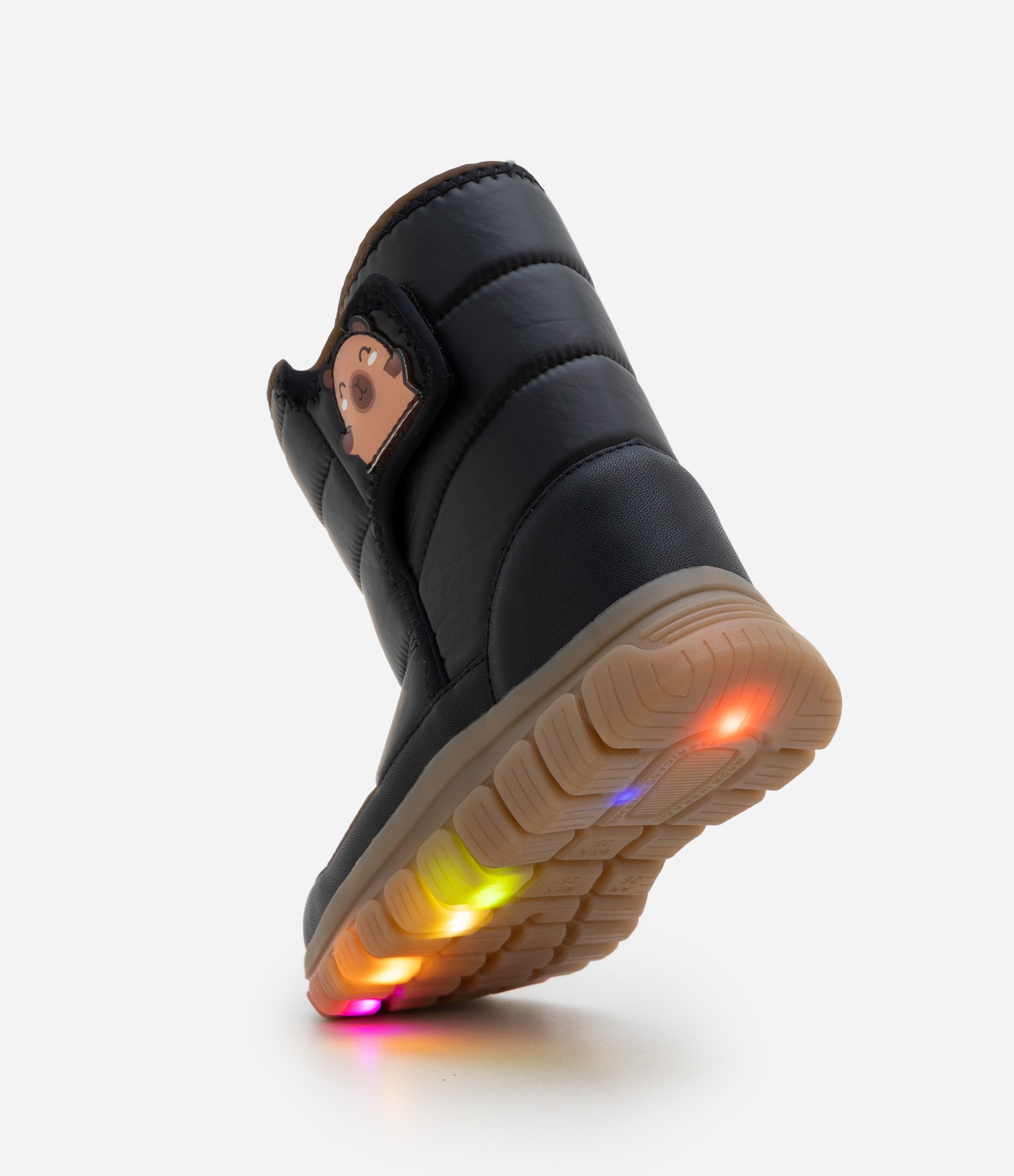 Bota Infantil Comfy com Patch de Capivara e LED – Tam 20 a 27 Preto 7