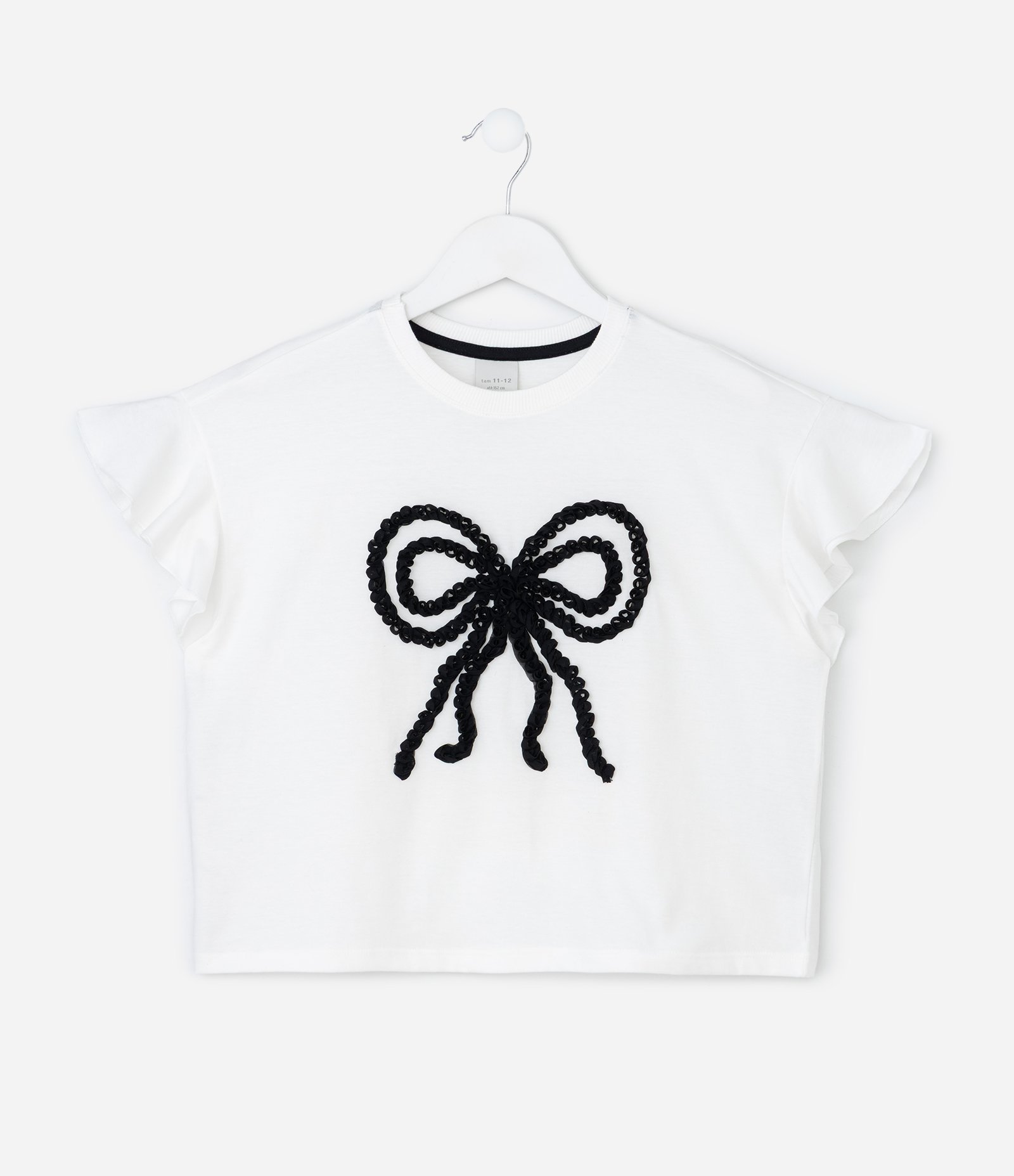 Camiseta Infantil com Laço Bordado - Tam 5 a 14 Anos Branco 1