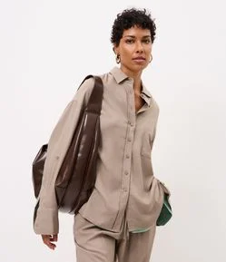 Camisa Oversized em Viscolinho com Punhos Ajustados