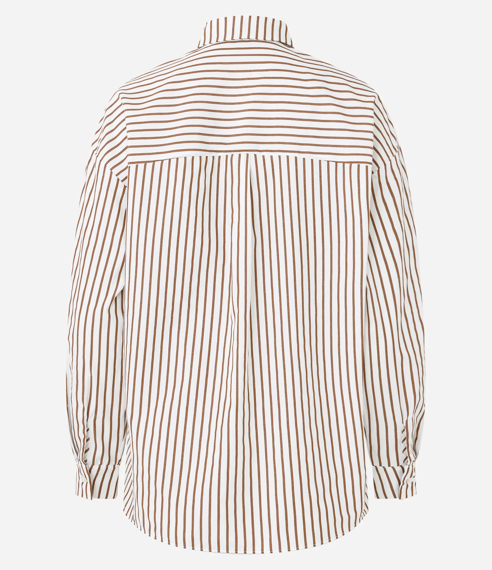 Camisa Manga Longa em Algodão com Estampa Listrada Branco/Marrom 6