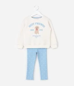 Conjunto Infantil Casaco e Legging com Estampa Cachorro – Tam 1 a 6 Anos