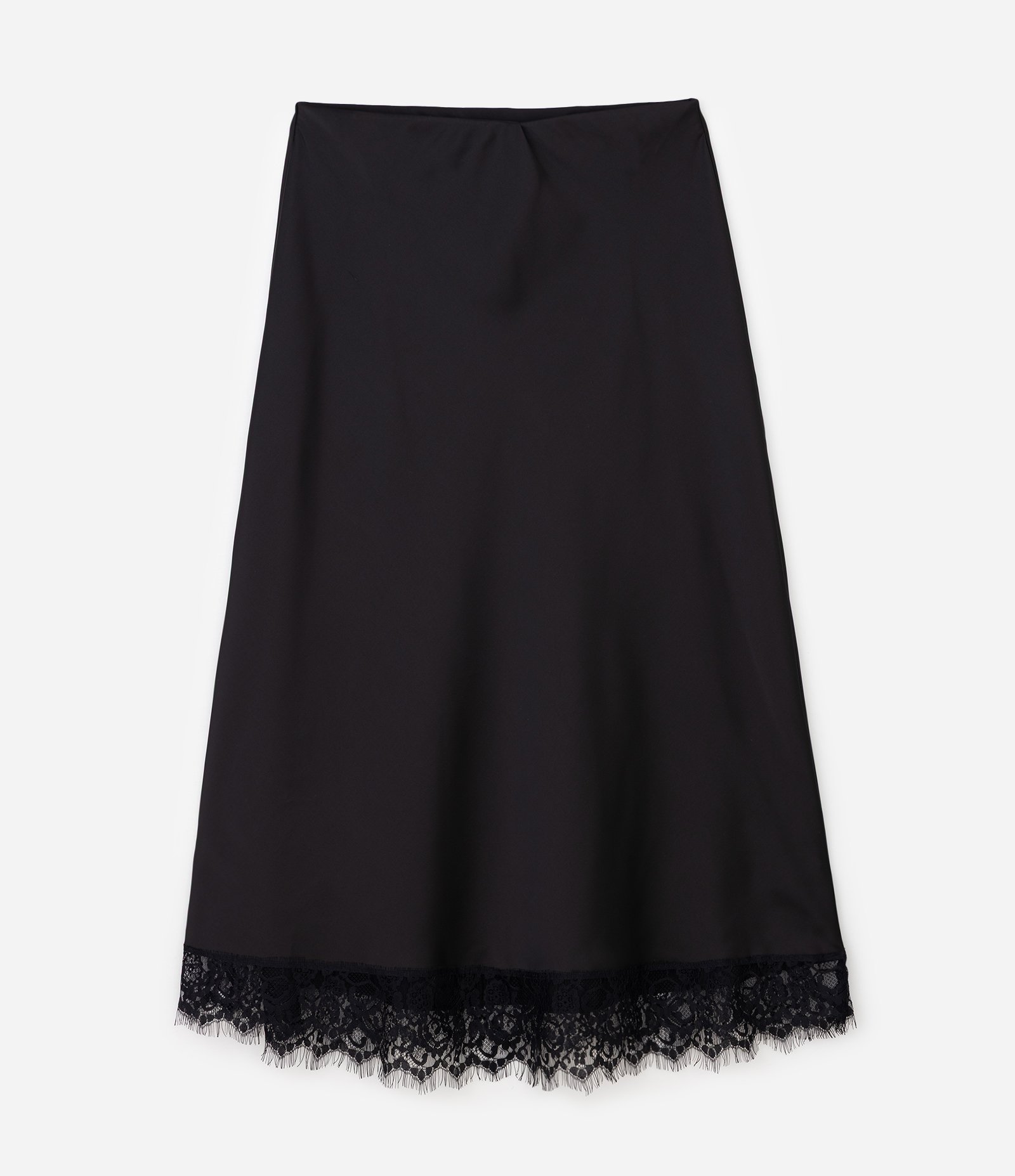 Saia Midi Acetinada com Renda na Barra Curve & Plus Size Preto 1