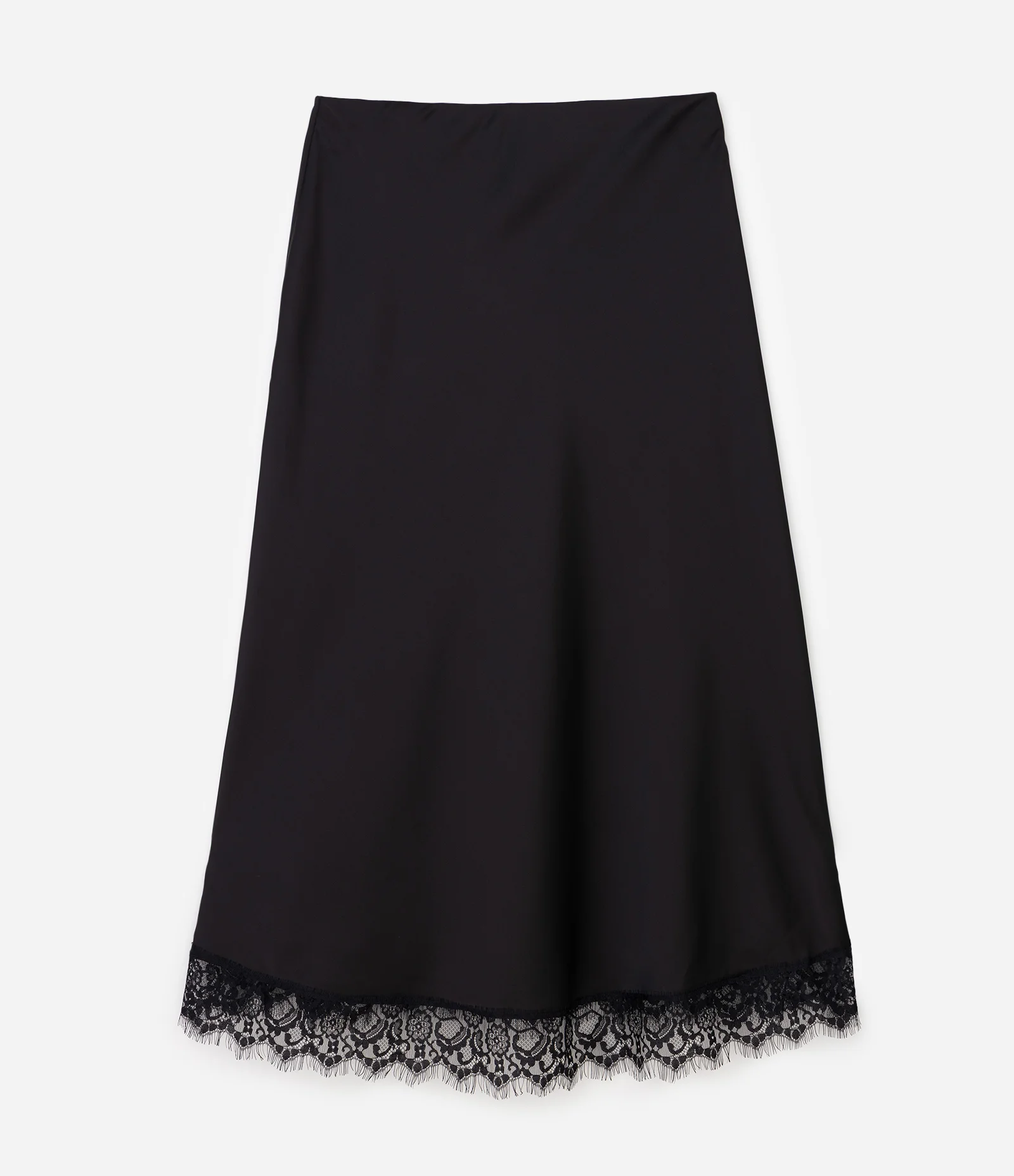Saia Midi Acetinada com Renda na Barra Curve & Plus Size Preto 2