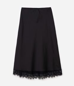 Saia Midi Acetinada com Renda na Barra Curve & Plus Size