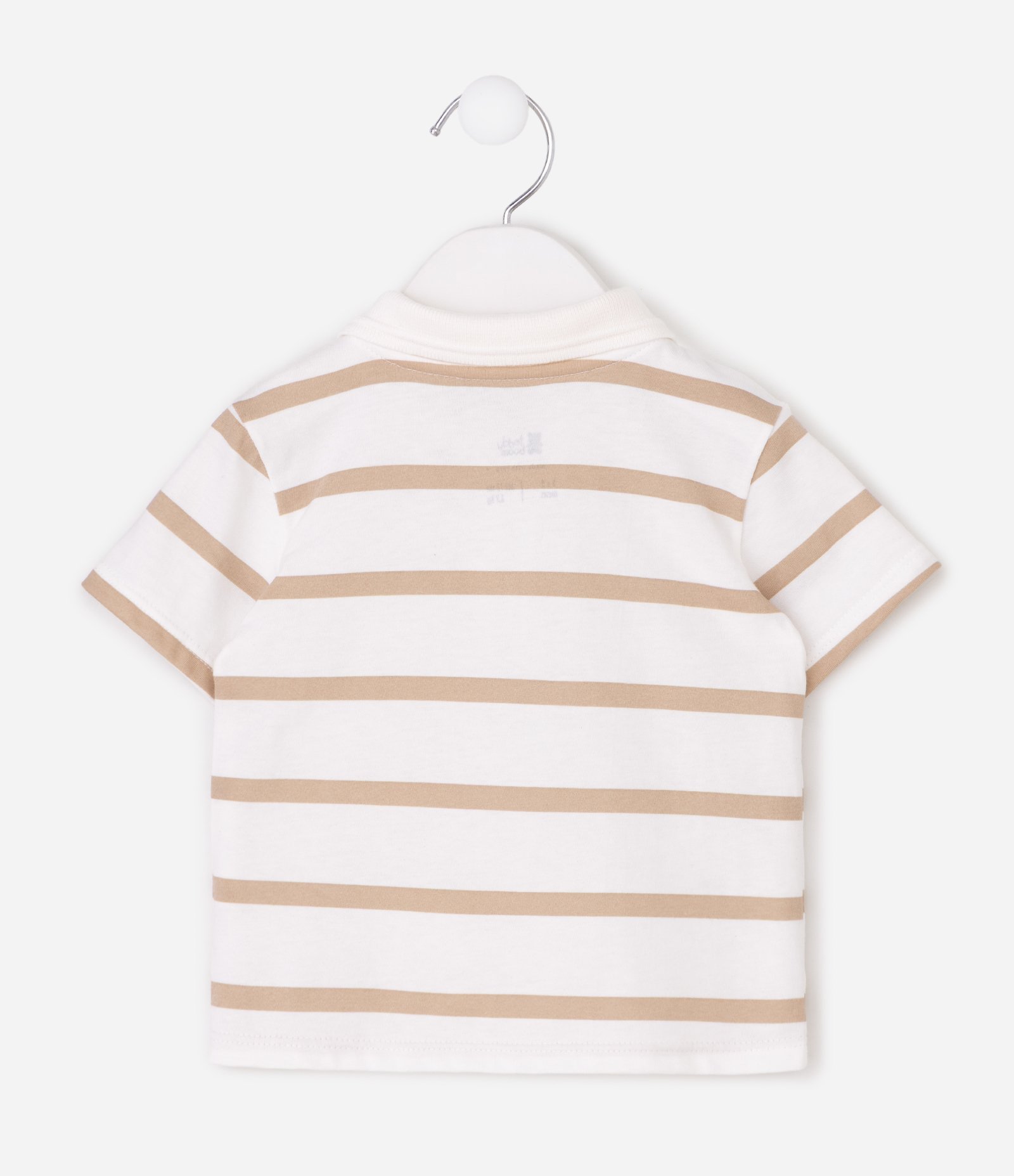 Conjunto Infantil Listrado com Gola Polo - Tam 0 a 18 Meses Bege 3