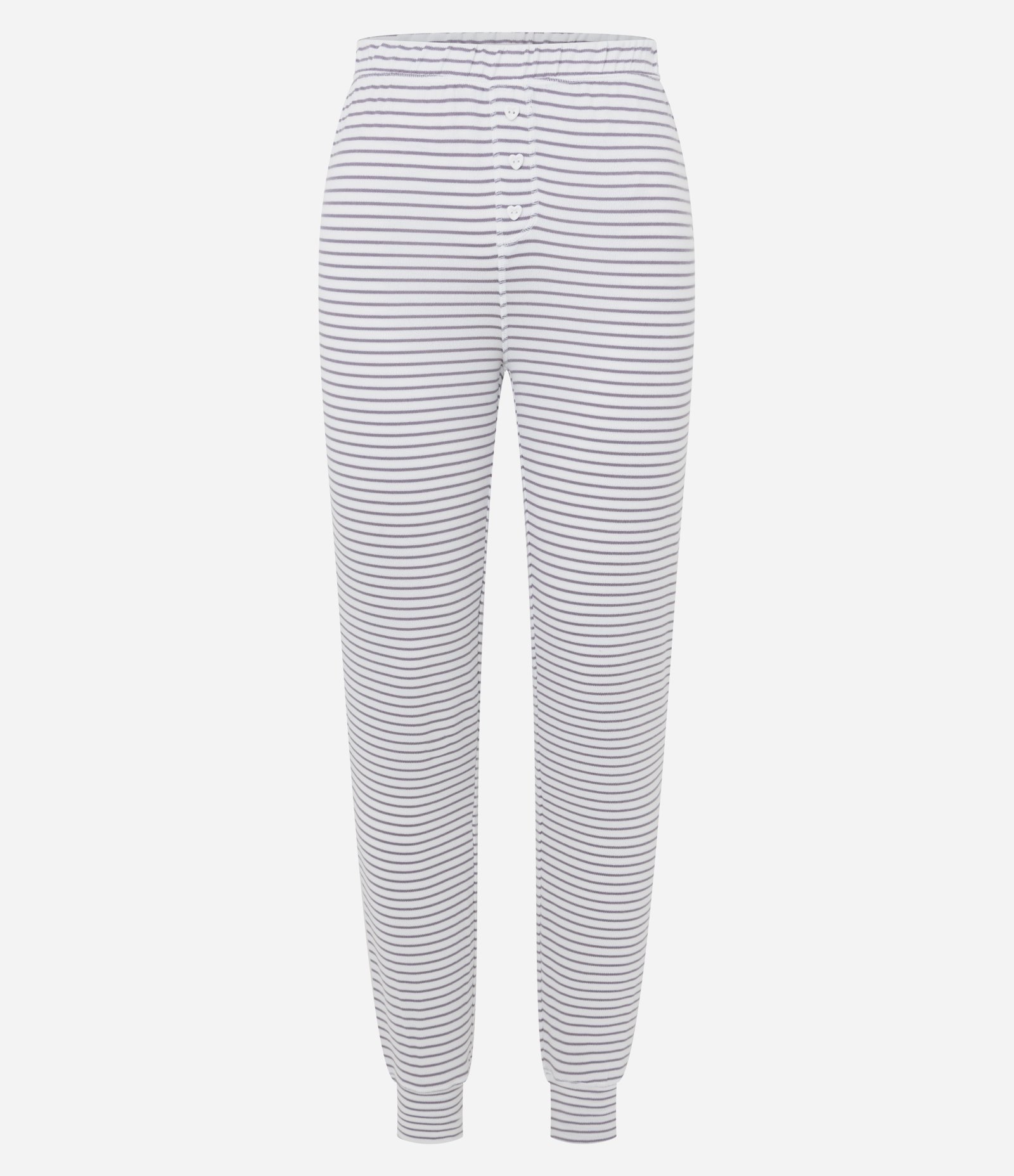 Pijama Longo em Tricô com Estampa de Listras Branco 5