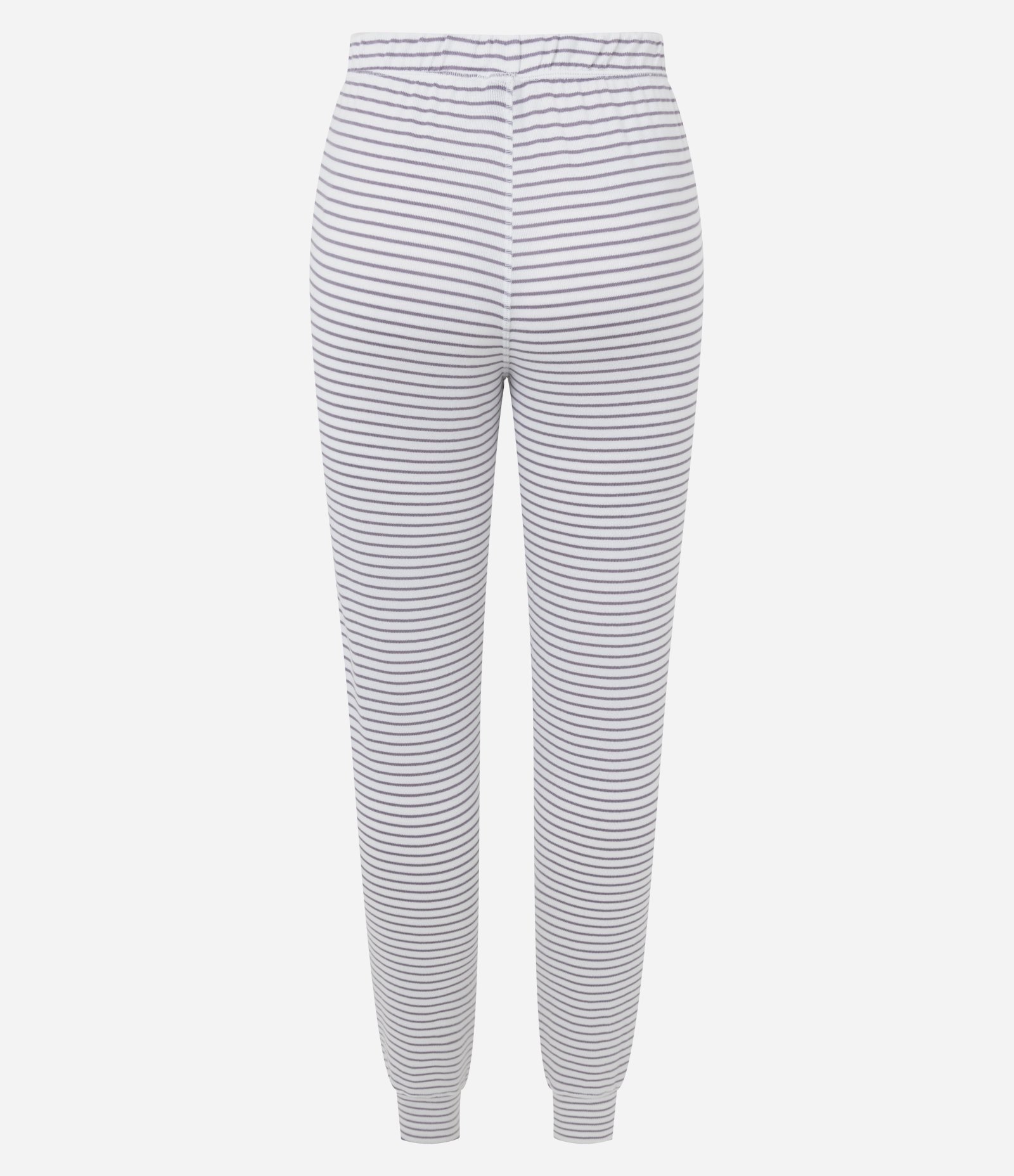 Pijama Longo em Tricô com Estampa de Listras Branco 6