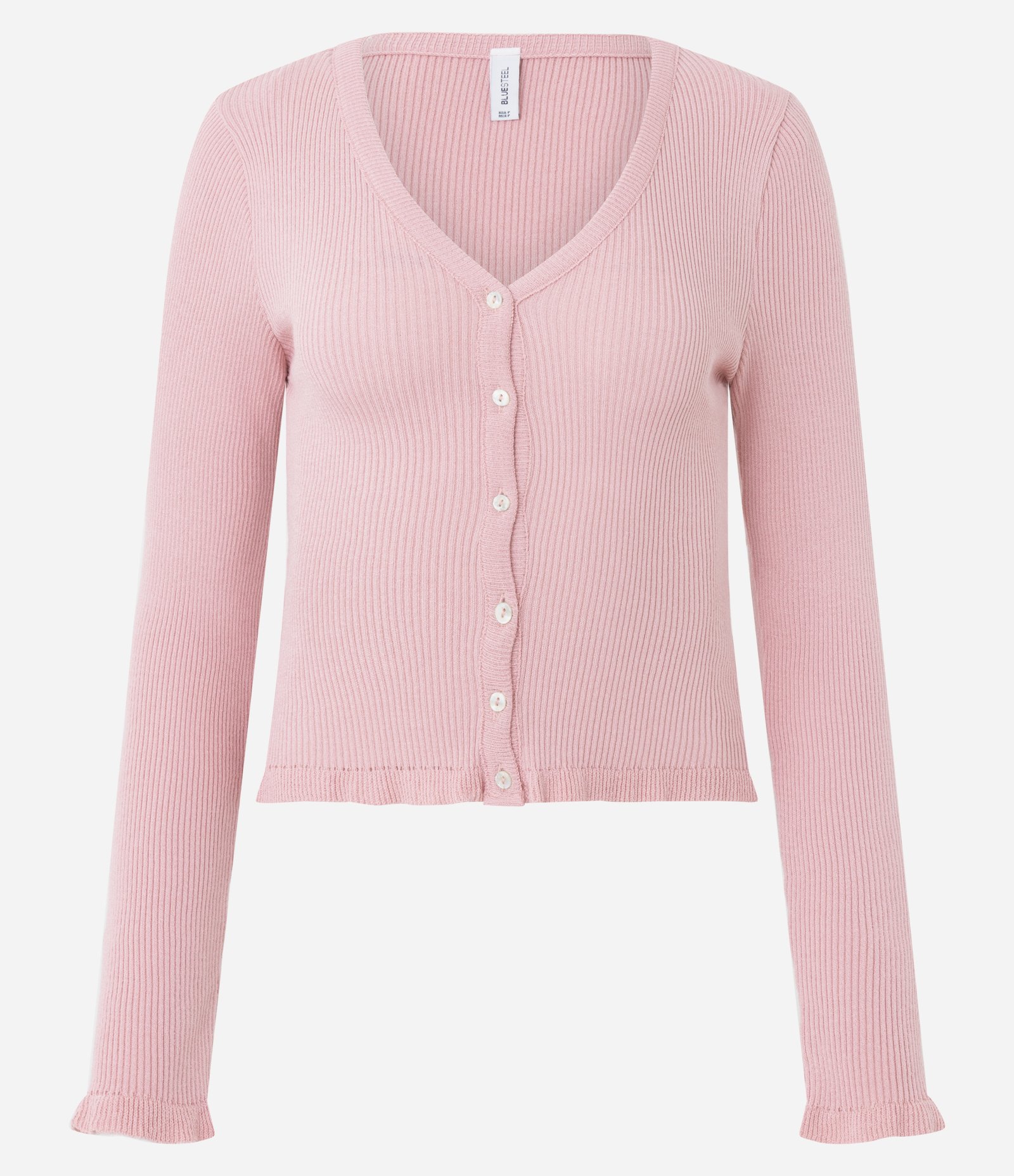 Cardigan em Tricô com Ponto Texturizado e Babados na Barra Rosa 5