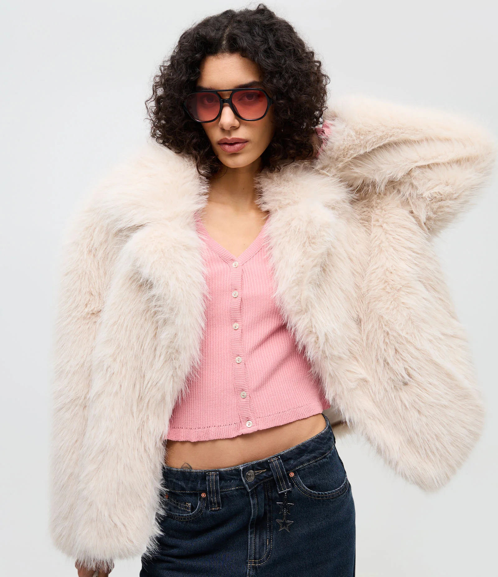 Cardigan em Tricô com Ponto Texturizado e Babados na Barra Rosa 3