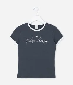 Camiseta Infantil Baby Look com Lettering – Tam 7 a 16 Anos
