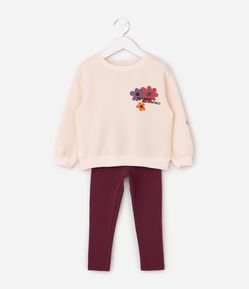 Conjunto Infantil Casaco e Calça com Estampa Floral – Tam 1 a 6 Anos