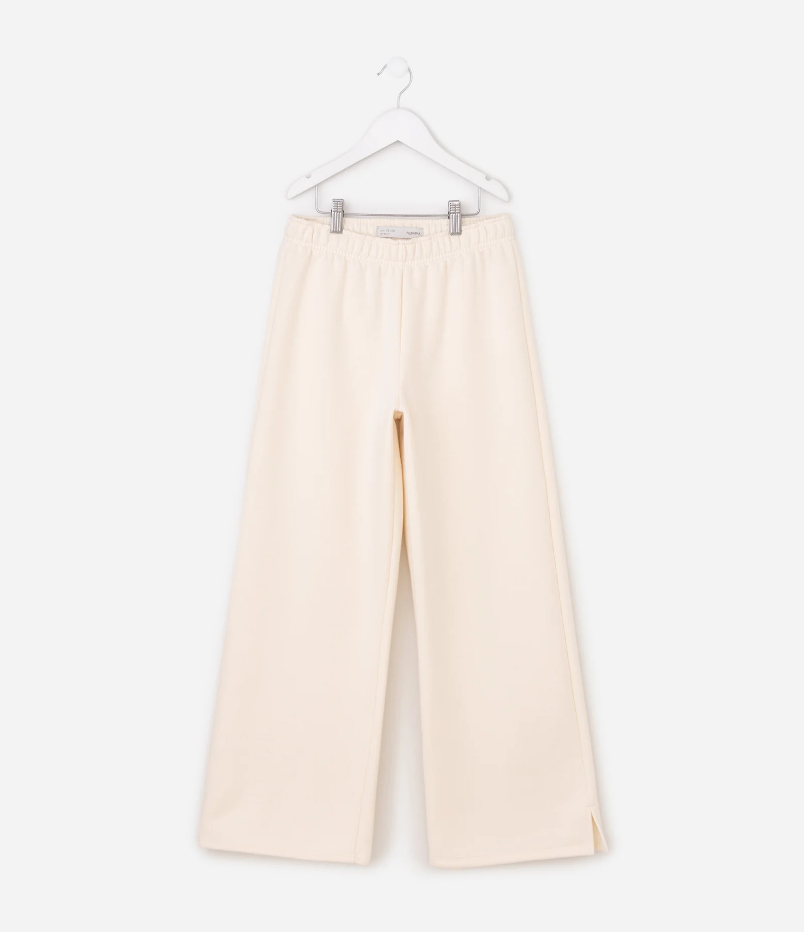 Calça Wide Leg Infantil em Moletom com Felpa - Tam 7 a 14 Anos Bege 1