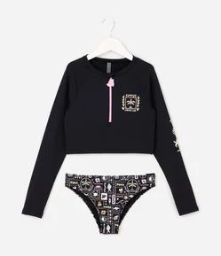 Conjunto Praia Infantil UV com Zíper Frontal Infantil - Tam 5 a 14 Anos