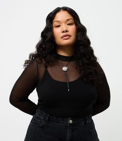 Blusa em Tule com Anágua e Golinha Curve & Plus Size