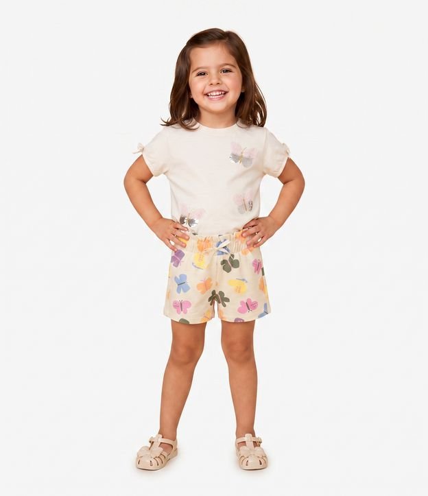 Blusa Infantil com Aplicação de Borboletas de Paetê – Tam 1 a 6 Anos