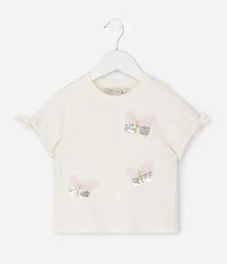 Blusa Infantil com Aplicação de Borboletas de Paetê – Tam 1 a 6 Anos