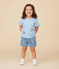 Blusa Infantil com Corações em Paetê – Tam 1 a 6 Anos