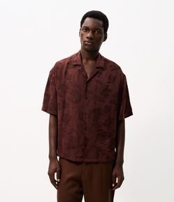 Camisa Manga Curta Jacquard Floral Boxy