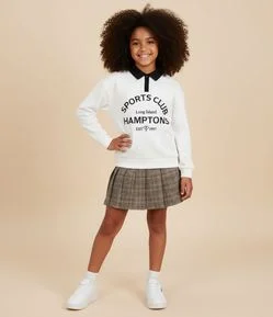 Casaco Relaxed Infantil em Moletom com Lettering Hamptons – Tam 5 a 16 Anos