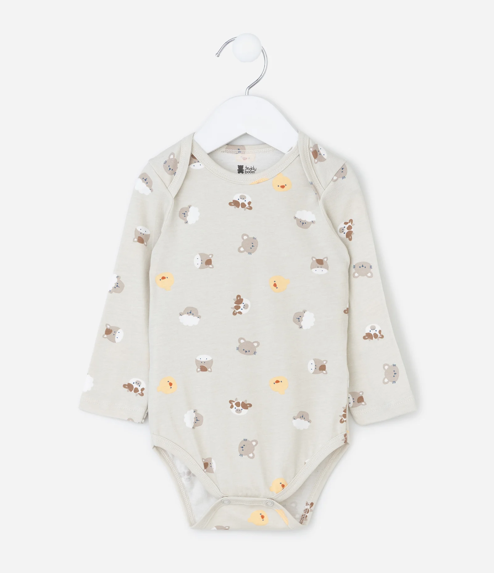 Body Infantil com Estampa de Animais da Fazenda – Tam 0 a 18 Meses Bege Claro 1