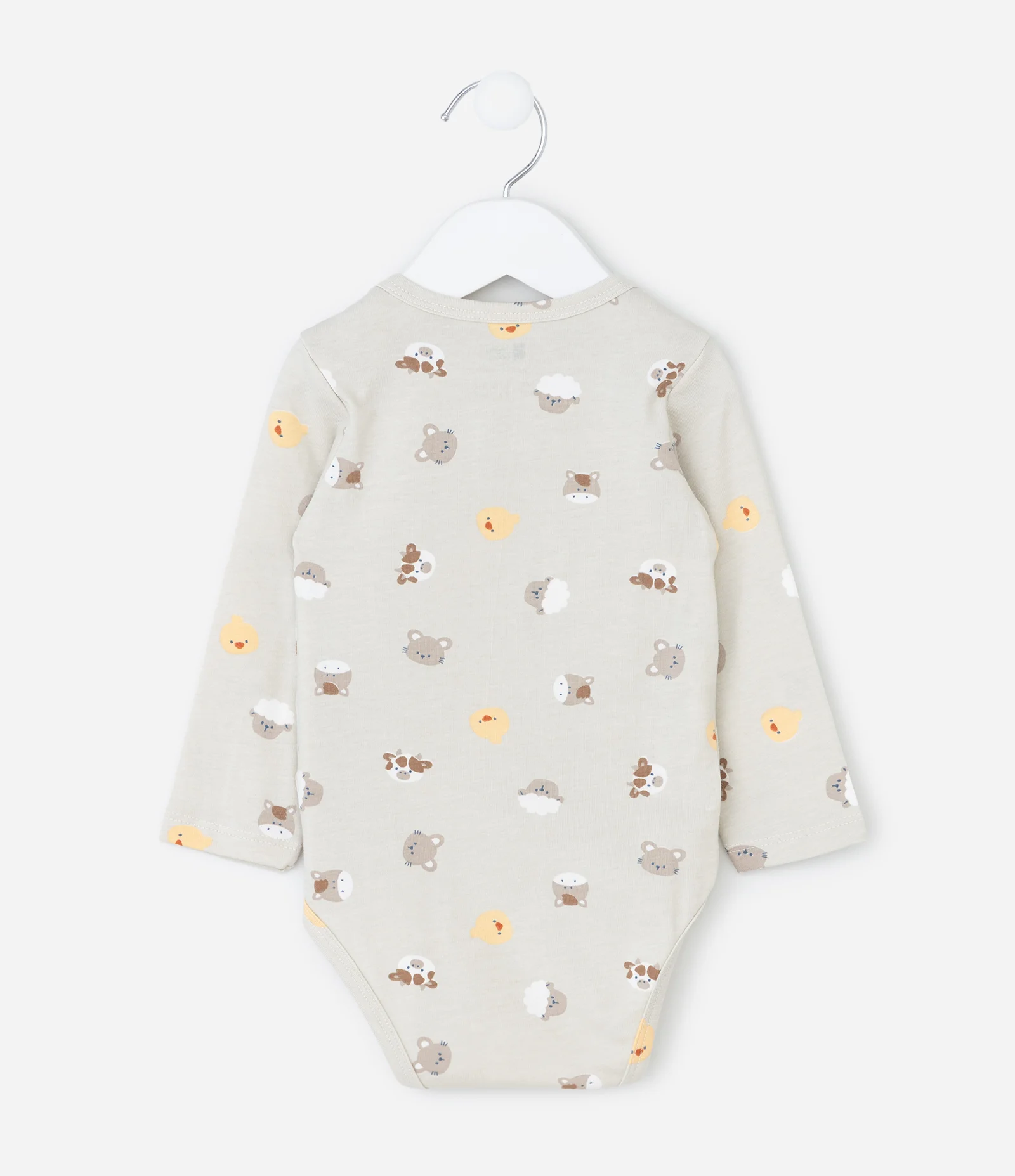 Body Infantil com Estampa de Animais da Fazenda – Tam 0 a 18 Meses Bege Claro 2