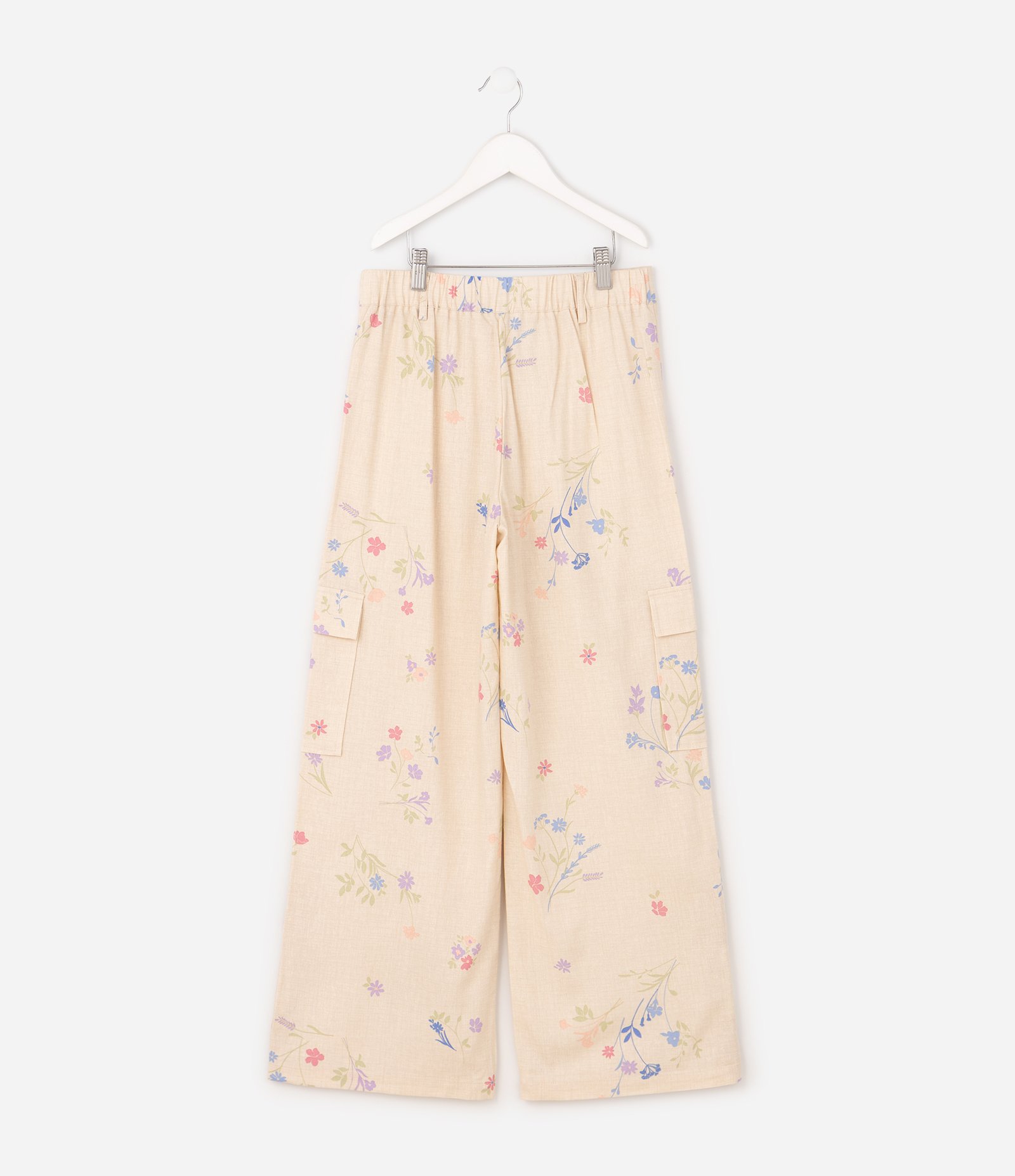 Calça Cargo Floral Viscolinho - Tam 7 a 16 Anos Bege 3