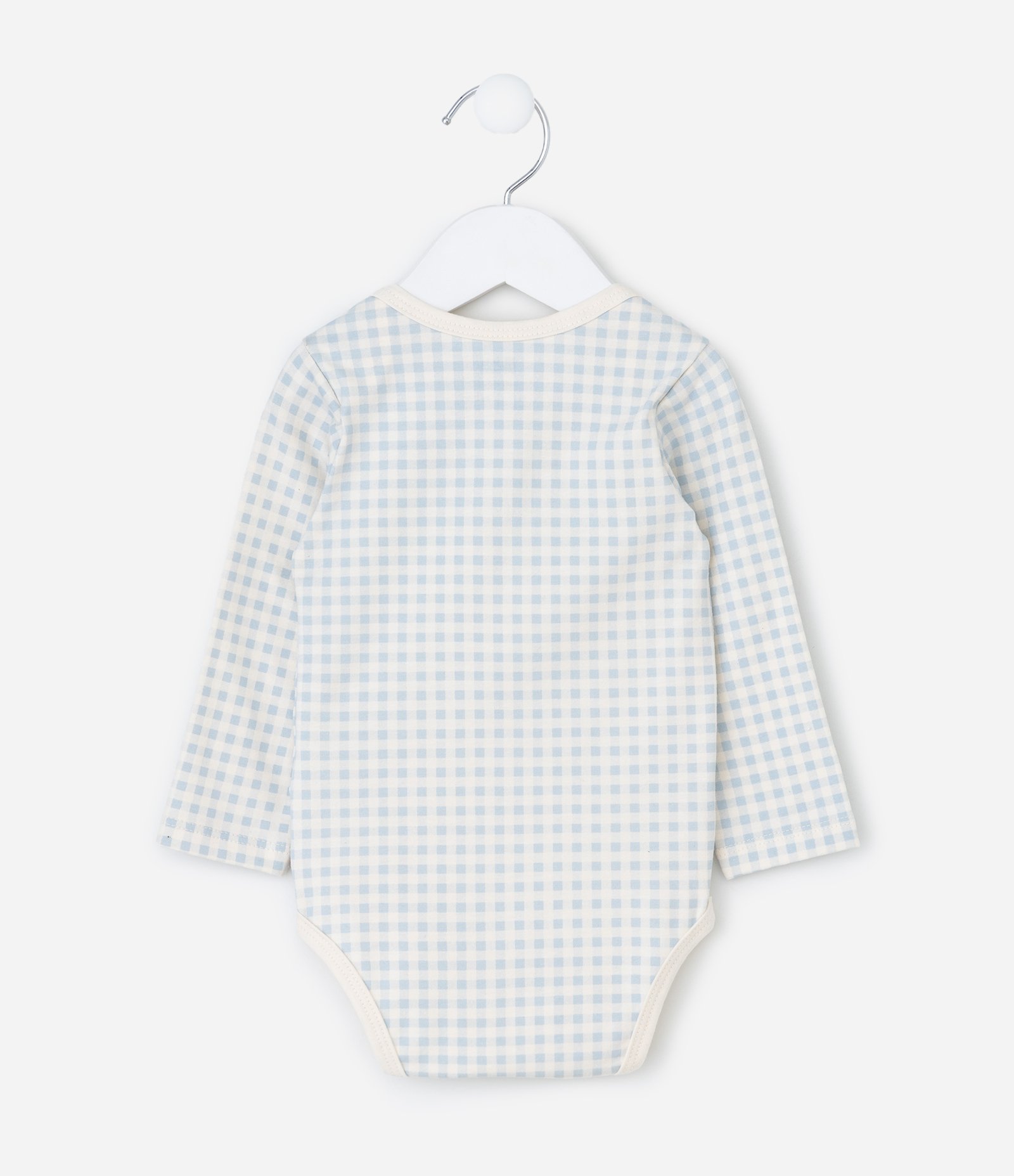 Body Infantil em Cotton com Estampa Vichy Ursinhos – Tam RN a 18 Meses Azul/Branco 2