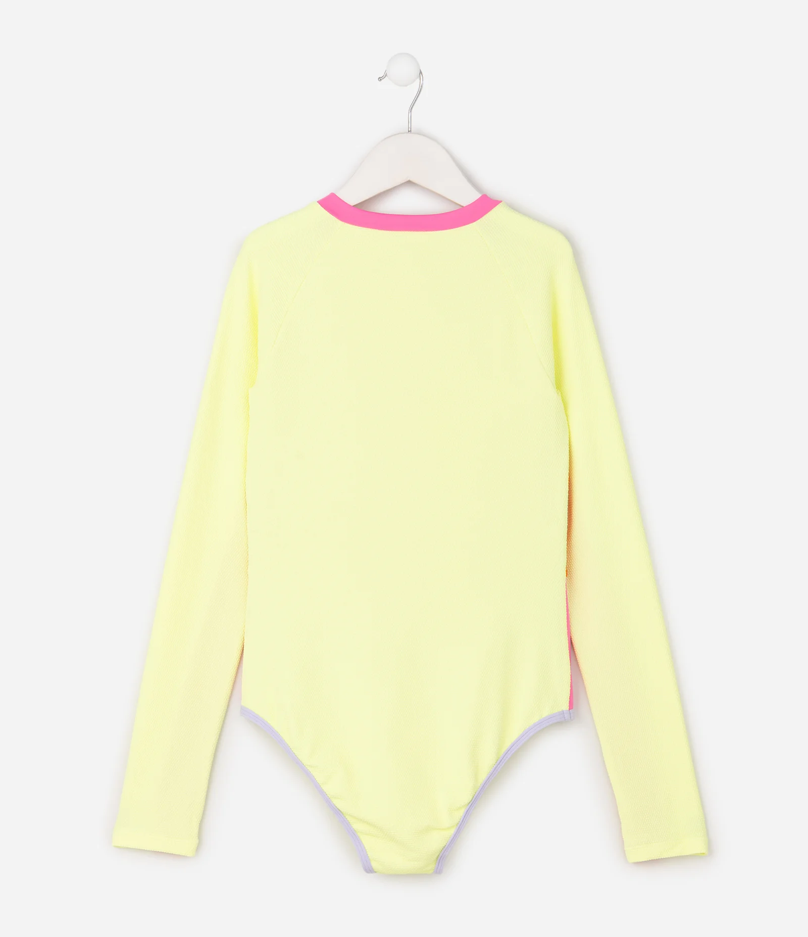 Maiô Infantil Manga Longa Color Block com Zíper - Tam 5 a 16 Anos Amarelo 2
