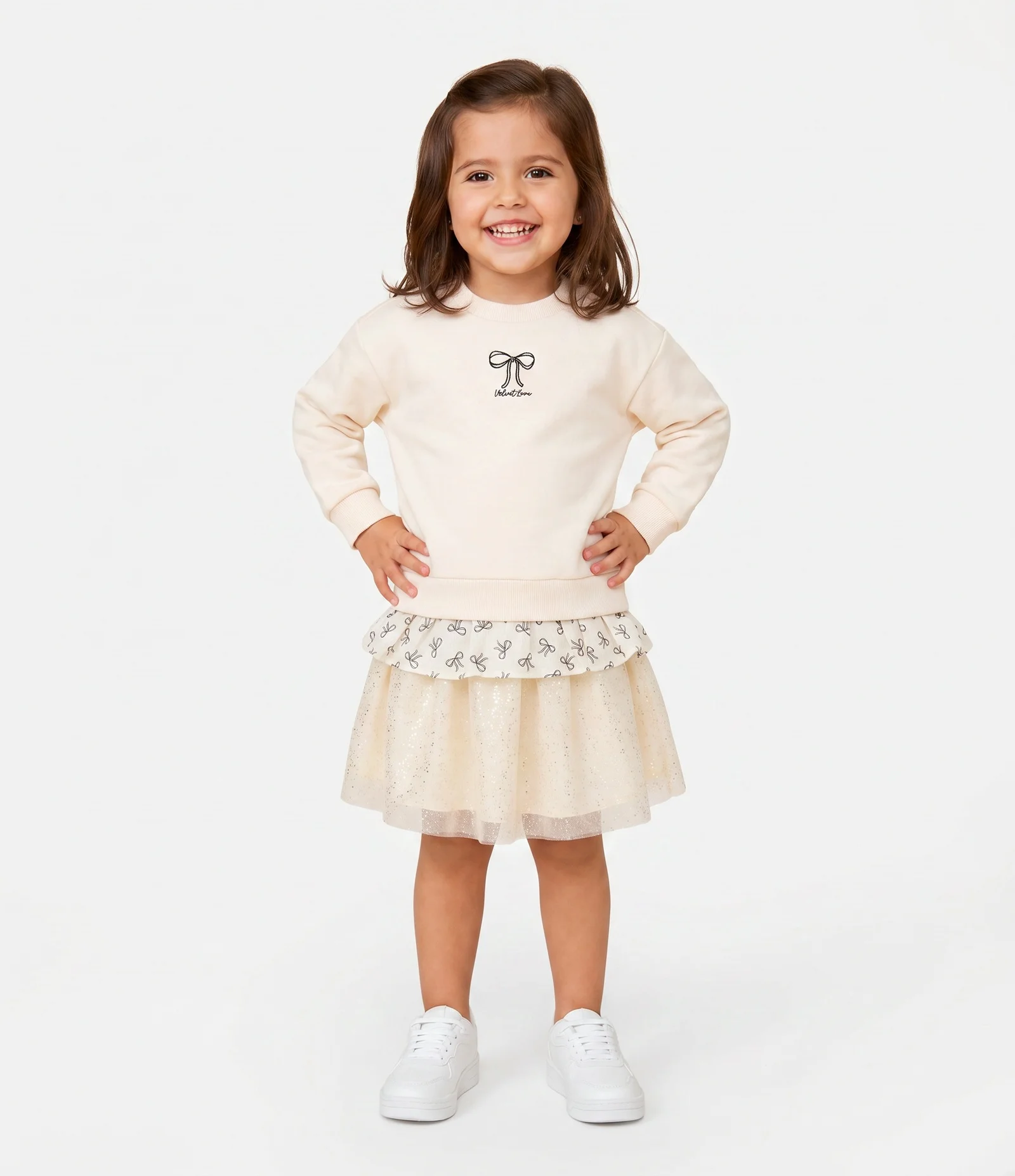 Casaco Infantil com Bordado de Laço e Babado Estampado – Tam 1 a 6 Anos Off White 1