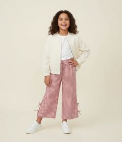 Calça Wide Leg Vichy Vermelha - Tam 7 a 16 Anos