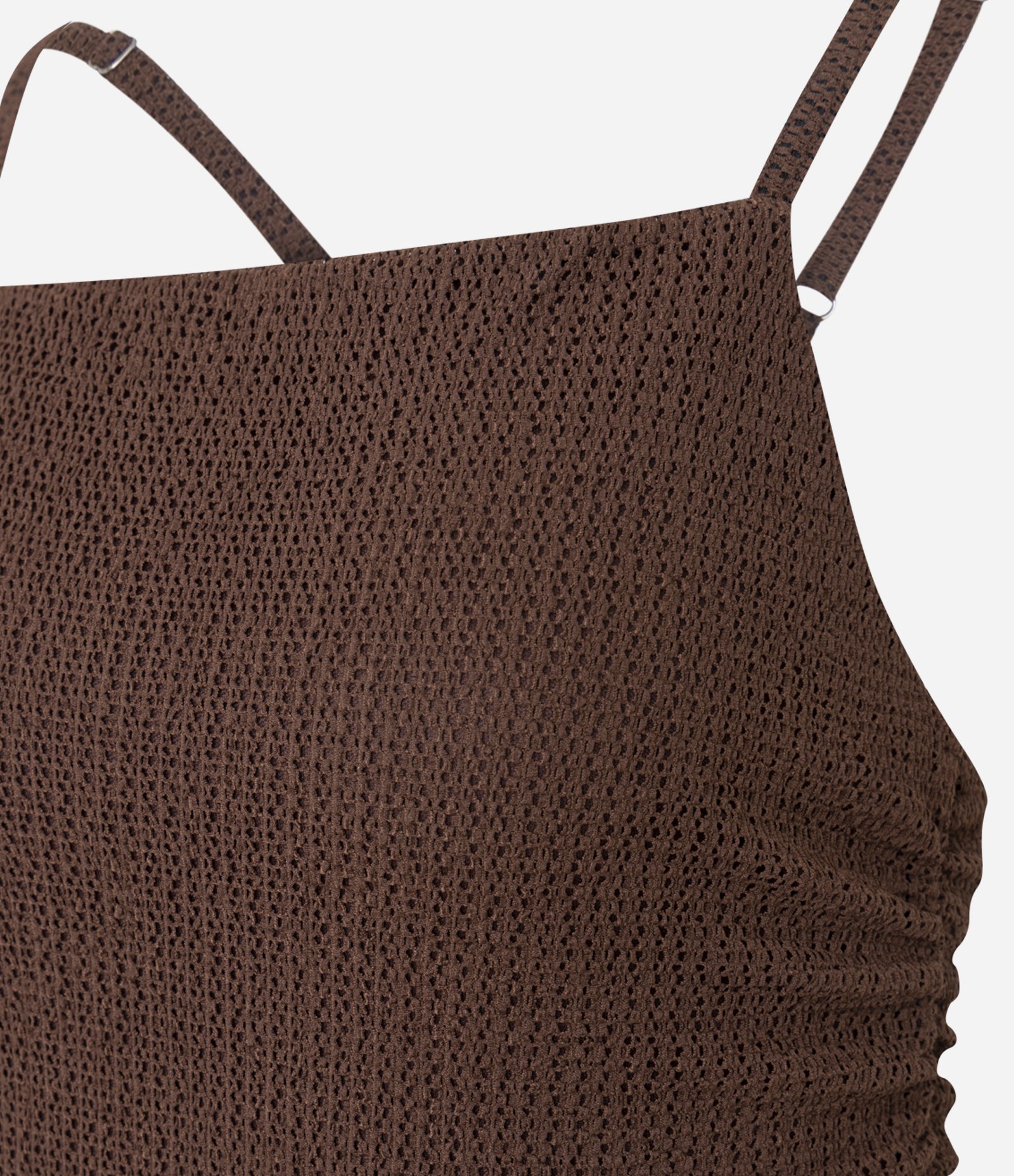 Vestido Longo Transpassado com Alça Fina e Costa Transpassada Marrom 3