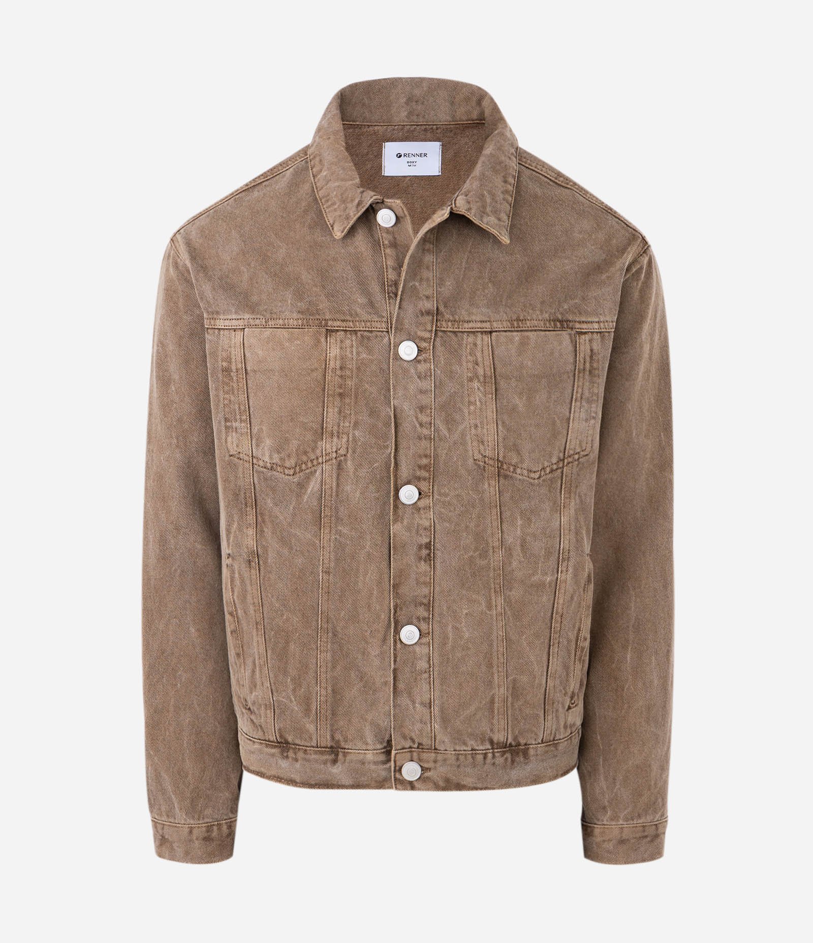 Jaqueta Pesada em Sarja com Tingimento Cationizado Marrom 7