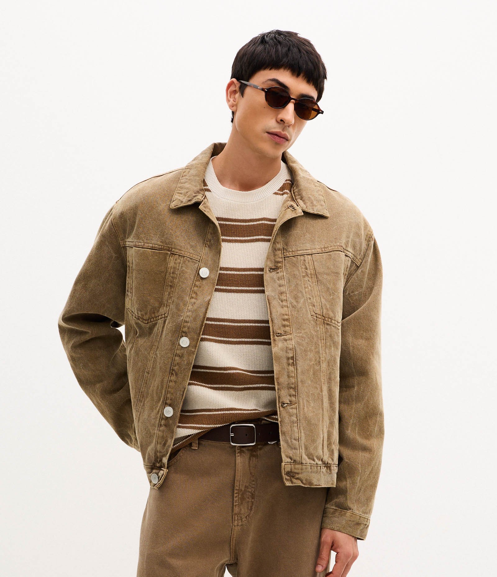 Jaqueta Pesada em Sarja com Tingimento Cationizado Marrom 2