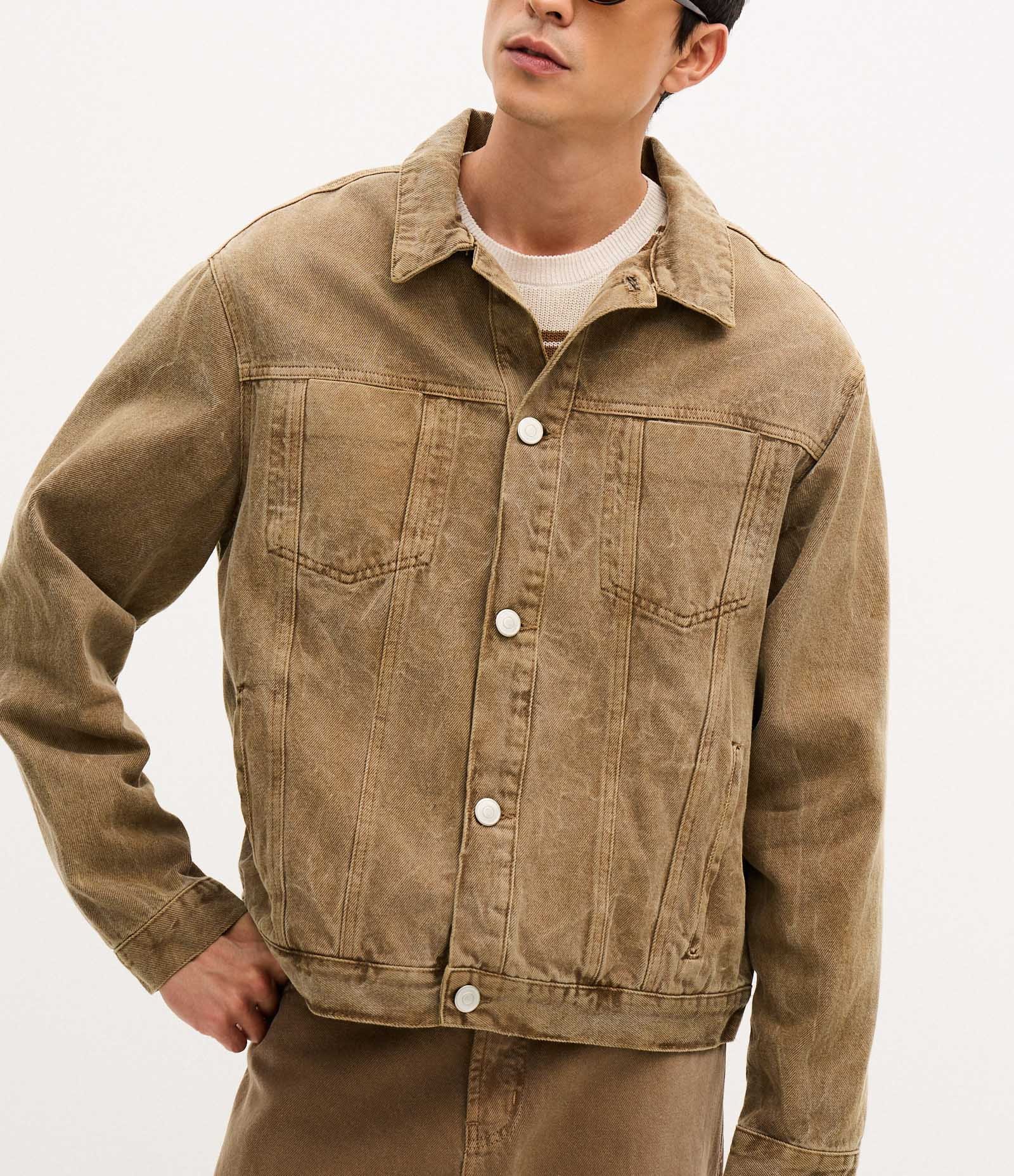 Jaqueta Pesada em Sarja com Tingimento Cationizado Marrom 4