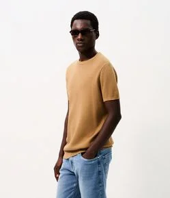 Camiseta Tricô Slim Texturizada