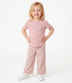 Calça Wide Leg Infantil com Lacinhos Laterais – Tam 1 a 6 Anos