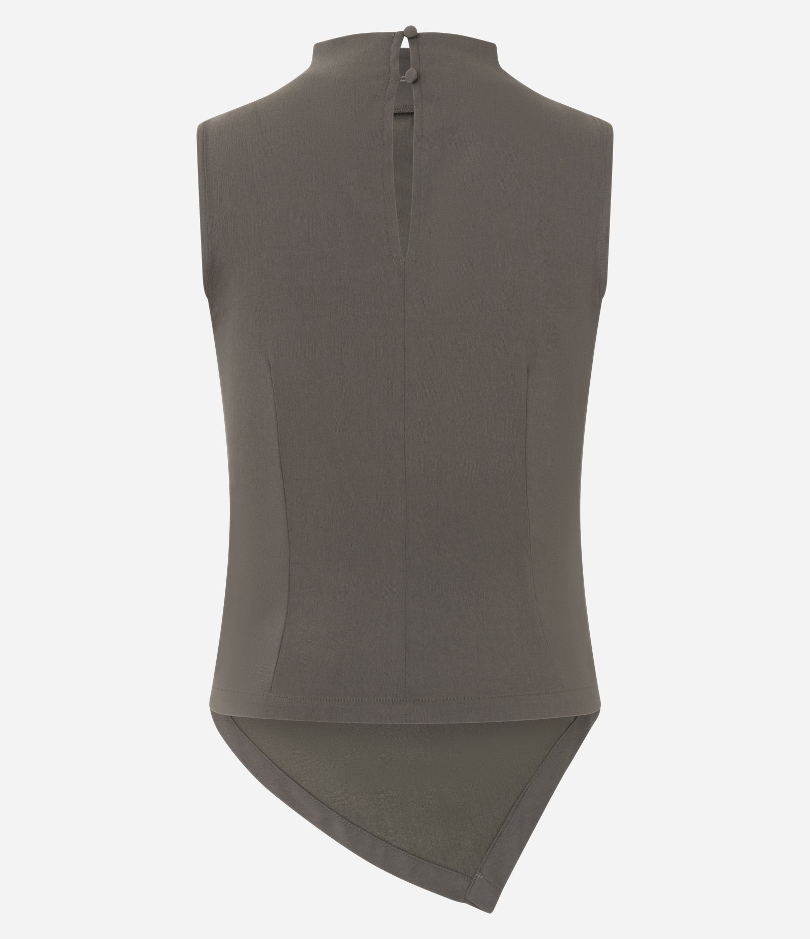 Blusa em Bengaline com Golinha e Barra Assimétrica Marrom 2