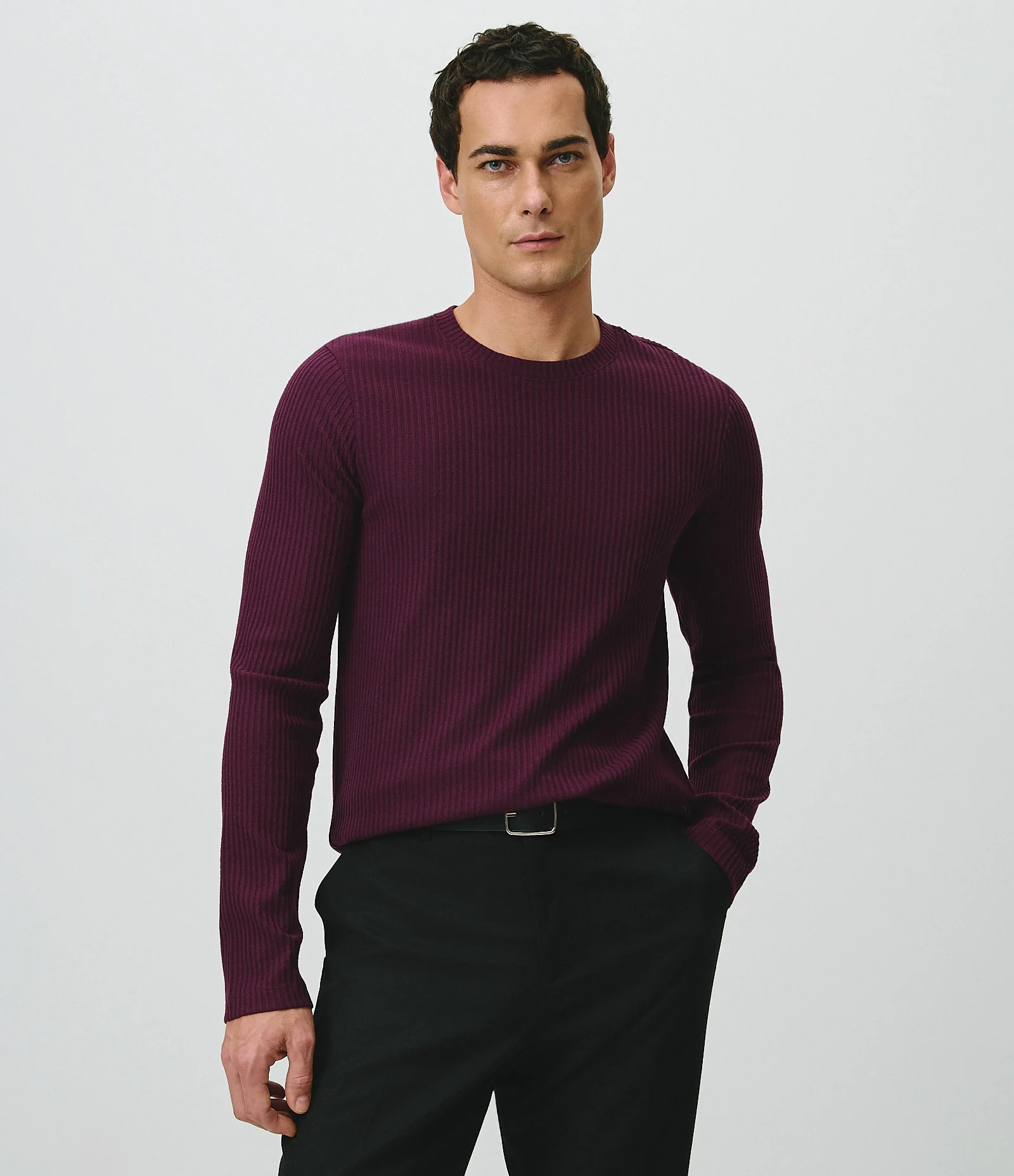 Camiseta em Veludo com Textura Canelada Roxo 1