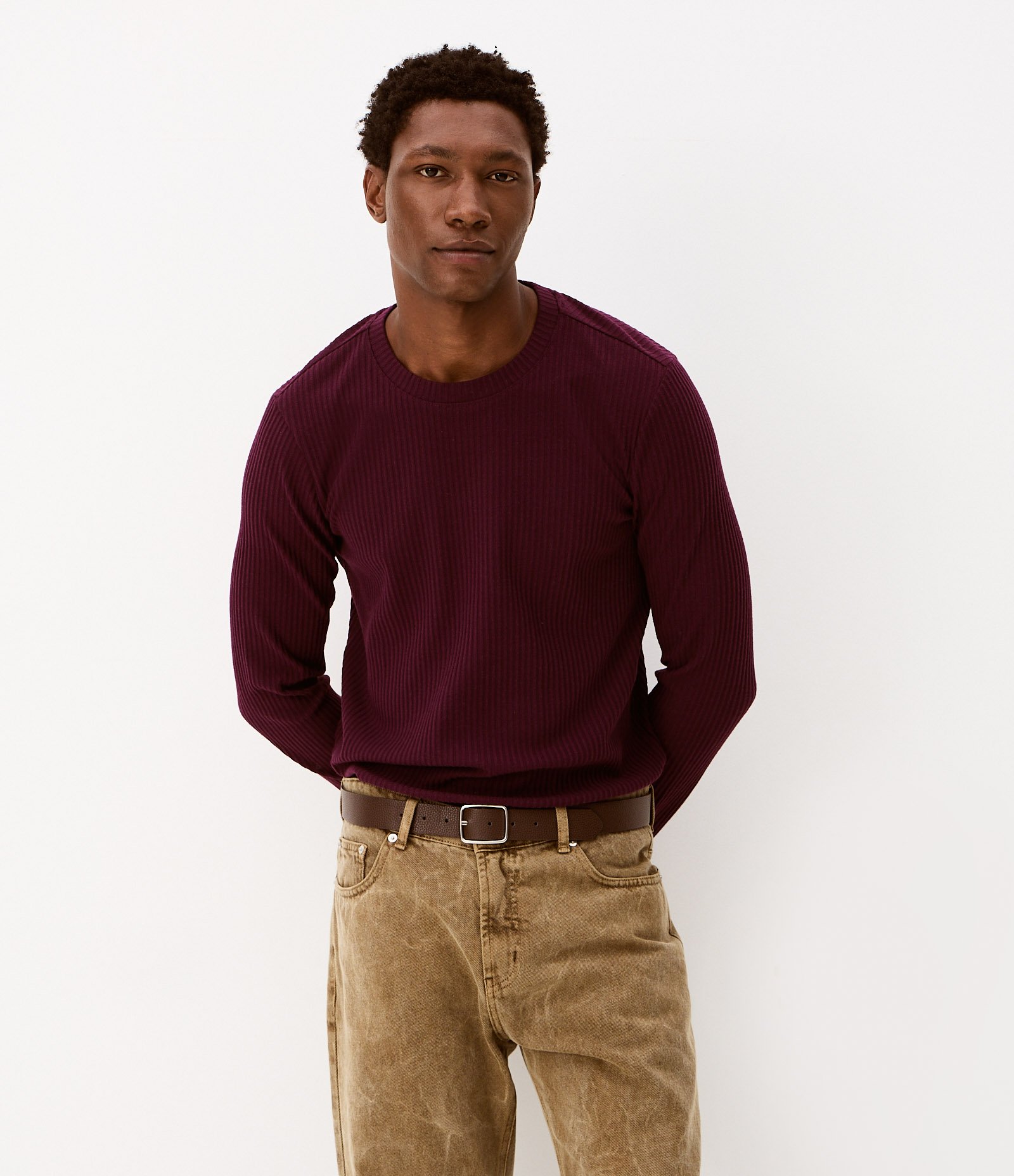 Camiseta em Veludo com Textura Canelada Roxo 6